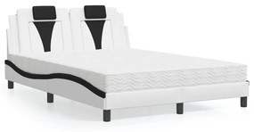 Κρεβάτι με Στρώμα Μαύρο/Λευκό 140x200 εκ. από Συνθετικό Δέρμα - Λευκό