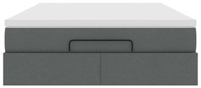 vidaXL Οθωμανικό κρεβάτι με στρώμα Σκούρο γκρι 140x200cm ύφασμα