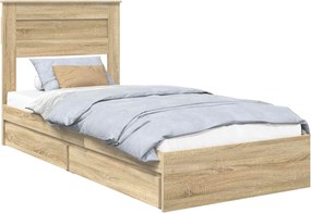 vidaXL Κρεβάτι Αποθήκης Δρύς Sonoma 90 x 190 cm Επεξεργασμένο ξύλο