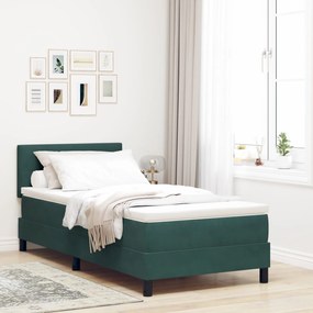 Κρεβάτι Box Spring με Στρώμα Σκούρο Πράσινο 100x200 εκ. Βελούδο