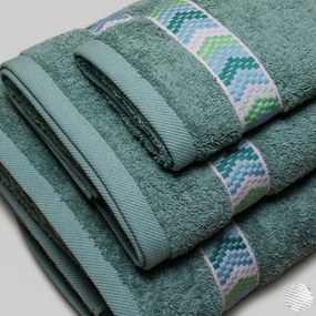 Πετσέτες Μπάνιου (Σετ 3τμχ) White Fabric Mona Green 600gsm