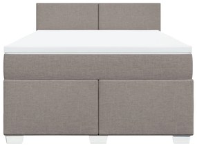 Κρεβάτι Boxspring με Στρώμα Taupe 160x200 εκ. Υφασμάτινο - Μπεζ-Γκρι