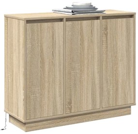 vidaXL Πλευρικό Τραπέζι LED Δρύς Sonoma 90 x 32 x 75 εκ.