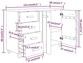 Συρταριέρα HAMAR Καφέ Μελί 113 x 40 x 80 εκ. Μασίφ Ξύλο Πεύκου - Καφέ