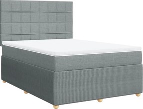vidaXL Κρεβάτι Boxspring με Στρώμα Ανοιχτό Γκρι 140x200 εκ. Υφασμάτινο