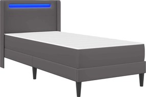 vidaXL Σκελετός κρεβατιού με στρώμα Γκρι 100 x 200 cm Τεχνητό Δέρμα