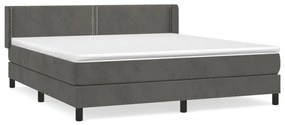 vidaXL Κρεβάτι Boxspring με Στρώμα Σκούρο Γκρι 160x200 εκ. Βελούδινο