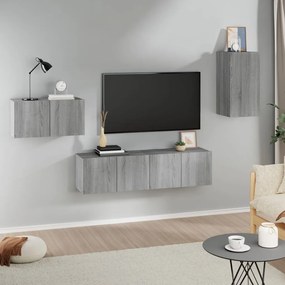 vidaXL Σετ Επίπλων Τηλεόρασης 4 Τεμ. Γκρι Sonoma Επεξεργασμένο Ξύλο