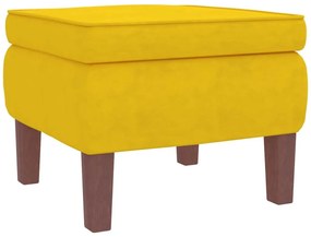 Κουνιστή Πολυθρόνα με Ξύλινα Πόδια Κίτρινη Βελούδινη με Σκαμπό - Κίτρινο