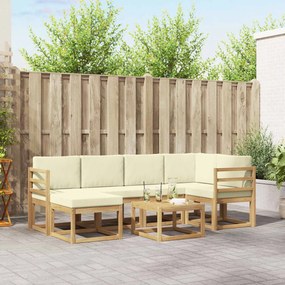 vidaXL Σειρά Καναπέ Εξωτερικού με μαξιλάρι 7 pcs Λευκό και Κρεμ