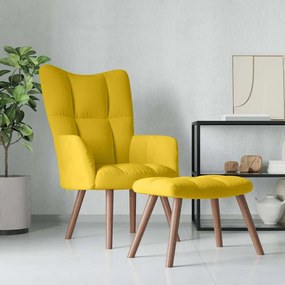 vidaXL Πολυθρόνα Relax Κίτρινη Μουσταρδί Βελούδινη με Σκαμπό