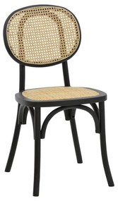 Καρέκλα Zoel μαύρο ξύλο οξιάς-φυσικό rattan 45x52x82εκ