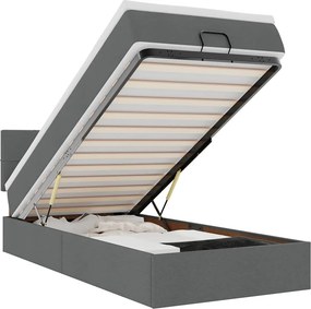 vidaXL Οθωμανικό κρεβάτι με στρώμα σκούρο γκρι 100x200cm ύφασμα