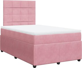 vidaXL Κρεβάτι Boxspring με Στρώμα Ροζ 120x200 εκ. Βελούδινο