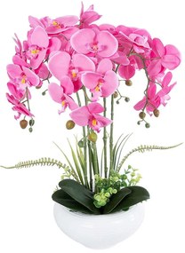 Τεχνητό Φυτό Σε Κασπώ Orchid 21124 Φ44x50cm Pink GloboStar Πηλός,Ύφασμα