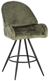 Σκαμπό μπαρ περιστρεφόμενο Morea μπουκλέ ύφασμα λαδί με μαύρα μεταλλικά πόδια 55x66x107.5εκ. 2αδα 55x66x107.5 εκ.