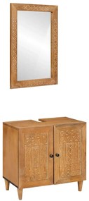vidaXL Σετ Επίπλων Μπάνιου Επιτοίχιο 2 pcs Καφέ 62 x 33 x 58 εκ.