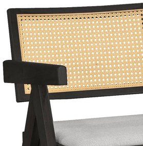 Καρέκλα - Πολυθρόνα Winslow ξύλο rubberwood μαύρο-pvc rattan φυσικό-ύφασμα γκρι 2αδα 52x56.7x77.6 εκ.