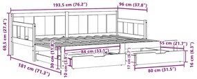 Καναπές Κρεβάτι Συρόμενος Χωρίς Στρώμα 90x190 εκ. &amp; Συρτάρια 3302229