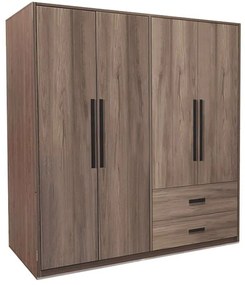 Ντουλάπα Τετράφυλλη Edritte 072-000098 160x52x195cm Light Walnut Τετράφυλλη