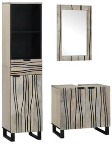 Σετ Επίπλων Μπάνιου με συρτάρι 3 pcs Λευκό Επεξεργασμένο ξύλο