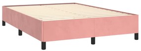 vidaXL Κρεβάτι Boxspring με Στρώμα Ροζ 140x200 εκ. Βελούδινο