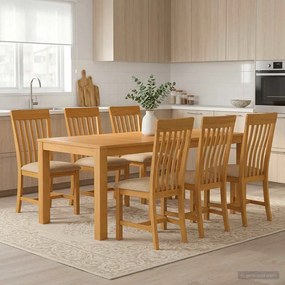 vidaXL Σετ τραπεζαρίας RIJSWIJK 7 τμχ. Μπεζ 200 x 100 x 75 cm