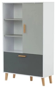Ραφιέρα Timmy Λευκό-Γραφίτη-Γκρι 90x36x147cm