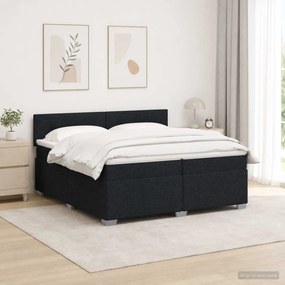 vidaXL Κρεβάτι Box Spring με Στρώμα και LED Μαύρο 200 x 200 cm Ύφασμα