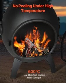 VEVOR 18 In Chiminea Outdoor Wood Burning Firepit with Grill Mesh &amp; Chimney Coat