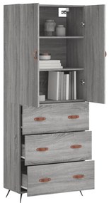 vidaXL Ντουλάπι Γκρι Sonoma 69,5 x 34 x 180 εκ. Επεξεργασμένο Ξύλο