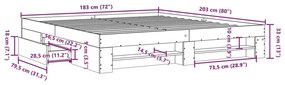 Πλαίσιο κρεβατιού χωρίς στρώμα 180x200 εκ. Επεξεργασμένο Ξύλο - Καφέ