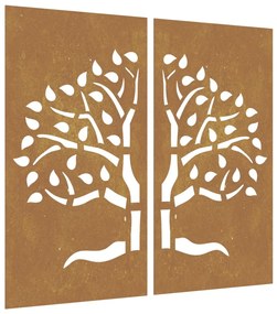 vidaXL Διακοσμητικά Κήπου Σχ. Δέντρο 2 τεμ. 105 x 55 εκ. Ατσάλι Corten