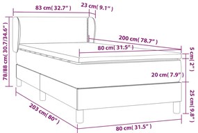 vidaXL Κρεβάτι Boxspring με Στρώμα Καπουτσίνο 80x200 εκ. Συνθ. Δέρμα