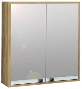 Καθρέπτης μπάνιου με ντουλάπι Bade Megapap από μελαμίνη χρώμα φυσικό 60x15x60εκ. - 0213512