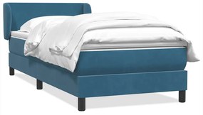 Box Spring κρεβάτι με στρώμα σκούρο μπλε 90x210 εκ. Βελούδινο