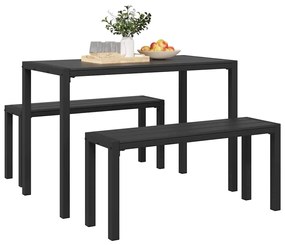 vidaXL Σέτ φαγητού για κήπο 3 pcs Ανθρακί Ατσάλι