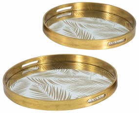 Artekko Tray Διακοσμητικός Δίσκος με Καθρέπτη Πλαστικό Γυαλί Χρυσό (45x45x4)cm Σετ/2 Artekko 86743