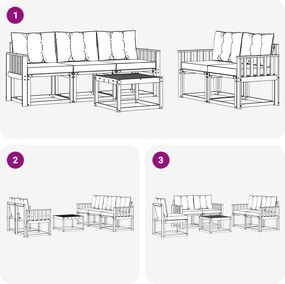 vidaXL Σειρά Καναπέ Εξωτερικού με μαξιλάρι 6 pcs Λευκό και Μπεζ
