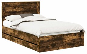 vidaXL Σκελετός Κρεβατιού Καπνιστό Δρύς 120 x 190 cm Μηχανήματος Ξύλο