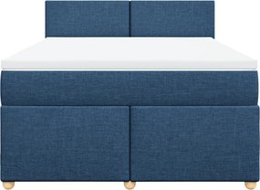 vidaXL Κρεβάτι Boxspring με Στρώμα Μπλε 140x200 εκ. Υφασμάτινο