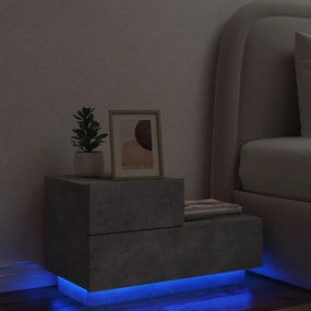 vidaXL Κομοδίνο με Φώτα LED Γκρι Σκυροδέματος 70 x 36 x 40,5 εκ.