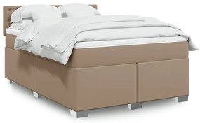 Κρεβάτι Boxspring με Στρώμα Καπουτσίνο 140x190εκ.από Συνθ.Δέρμα - Καφέ