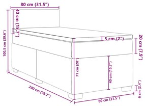 Κρεβάτι Boxspring με Στρώμα Μαύρο 80 x 200 εκ. Βελούδινο - Μαύρο