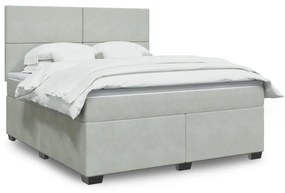 vidaXL Κρεβάτι Boxspring με Στρώμα Ανοιχτό Γκρι 180x200 εκ. Βελούδινο