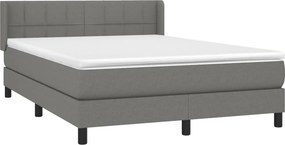 vidaXL Κρεβάτι Boxspring με Στρώμα Σκούρο Γκρι 140x190 εκ. Υφασμάτινο