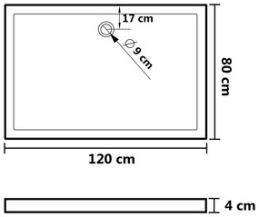 Βάση Ντουζιέρας Ορθογώνια Μαύρη 80 x 120 εκ. από ABS - Μαύρο