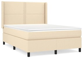 vidaXL Κρεβάτι Boxspring με Στρώμα Κρεμ 140x200 εκ. Υφασμάτινο
