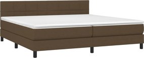 vidaXL Κρεβάτι Boxspring με Στρώμα Σκούρο Καφέ 200x200 εκ. Υφασμάτινο
