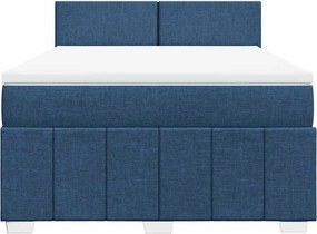 vidaXL Κρεβάτι Boxspring με Στρώμα Μπλε 140x190 εκ. Υφασμάτινο